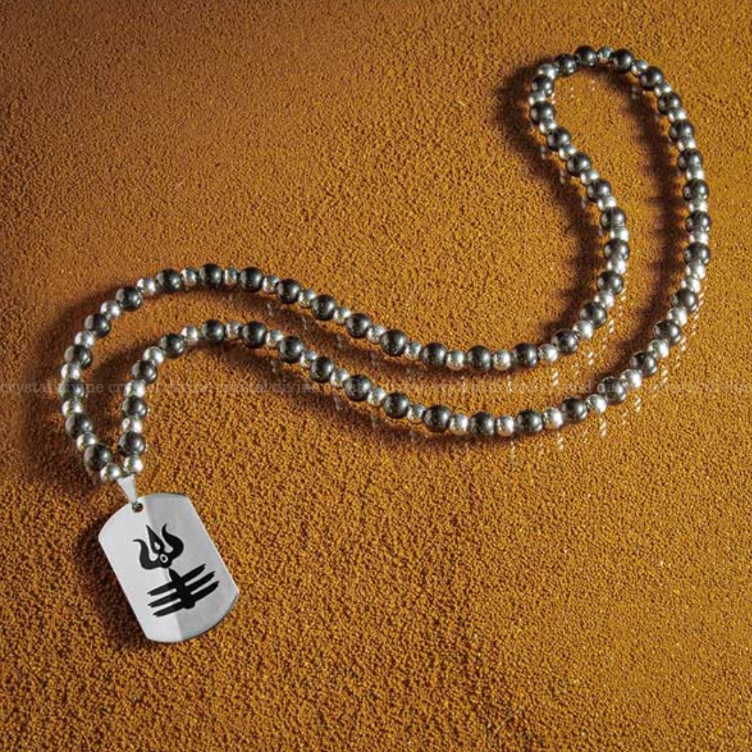 Shiva Obsidian Hematite Necklace Mala (Grounding & Balance)