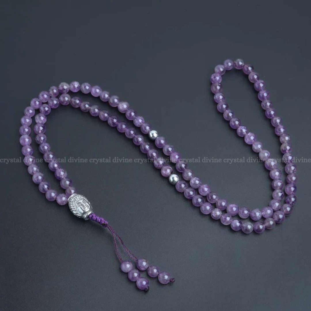 Amethyst Mala With Buddha Charm (Mind & Reduces Stress)