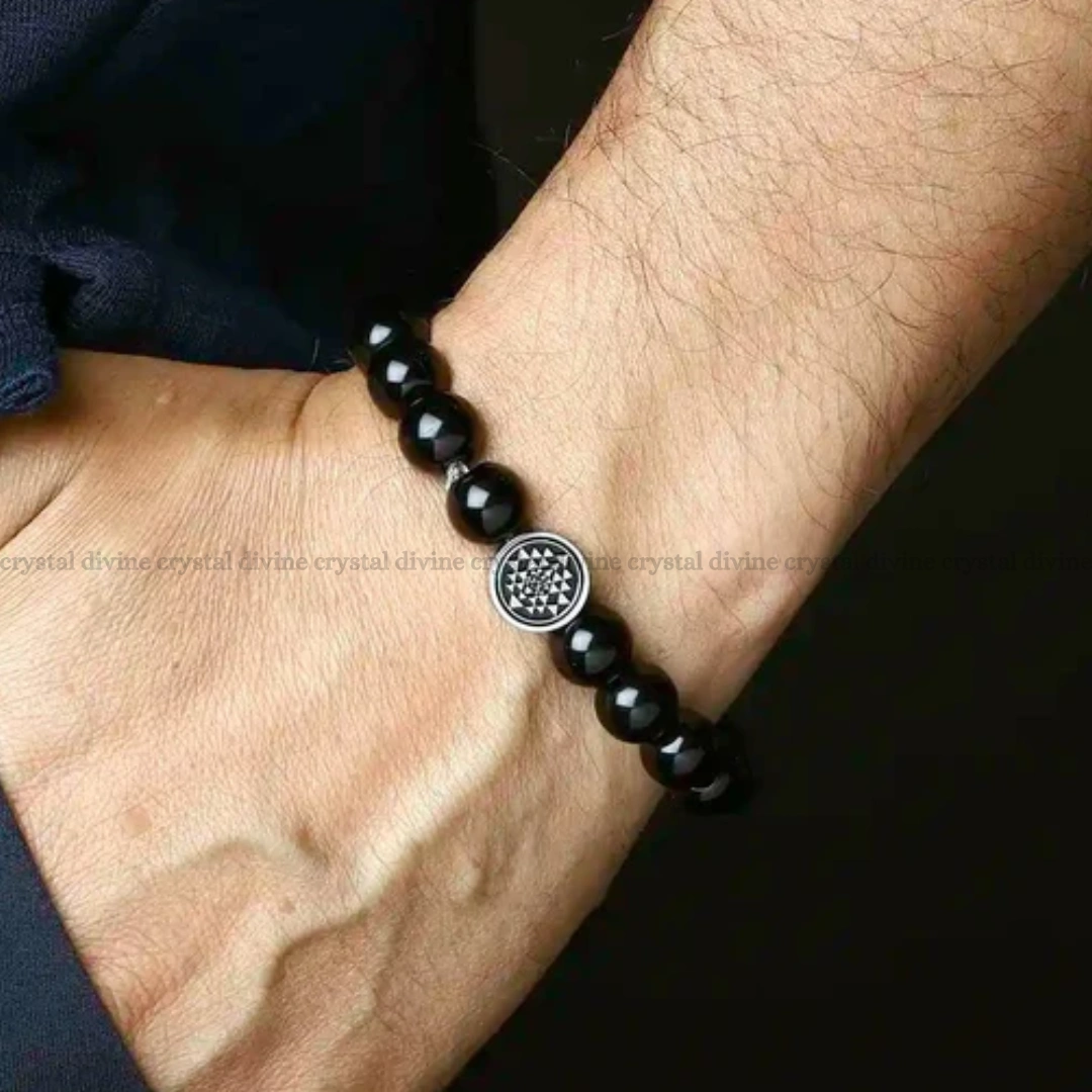 Black Tourmaline With Yantra Bracelet