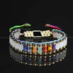 7 Chakra With Clear Quartz Band Bracelet (Focus & Clarity)