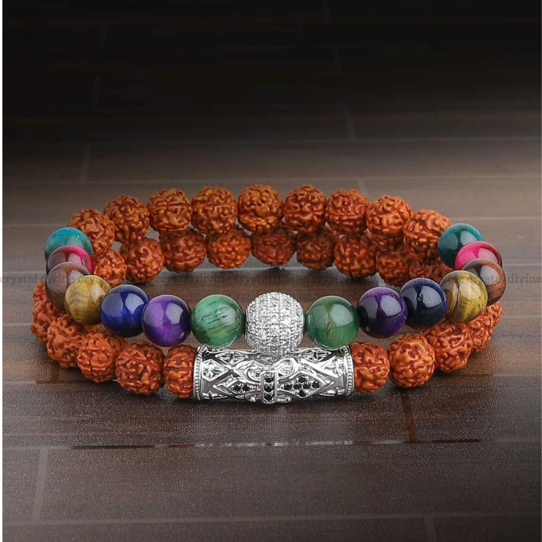 7 Chakra With Rudraksha - 8MM (Protection & Peace)