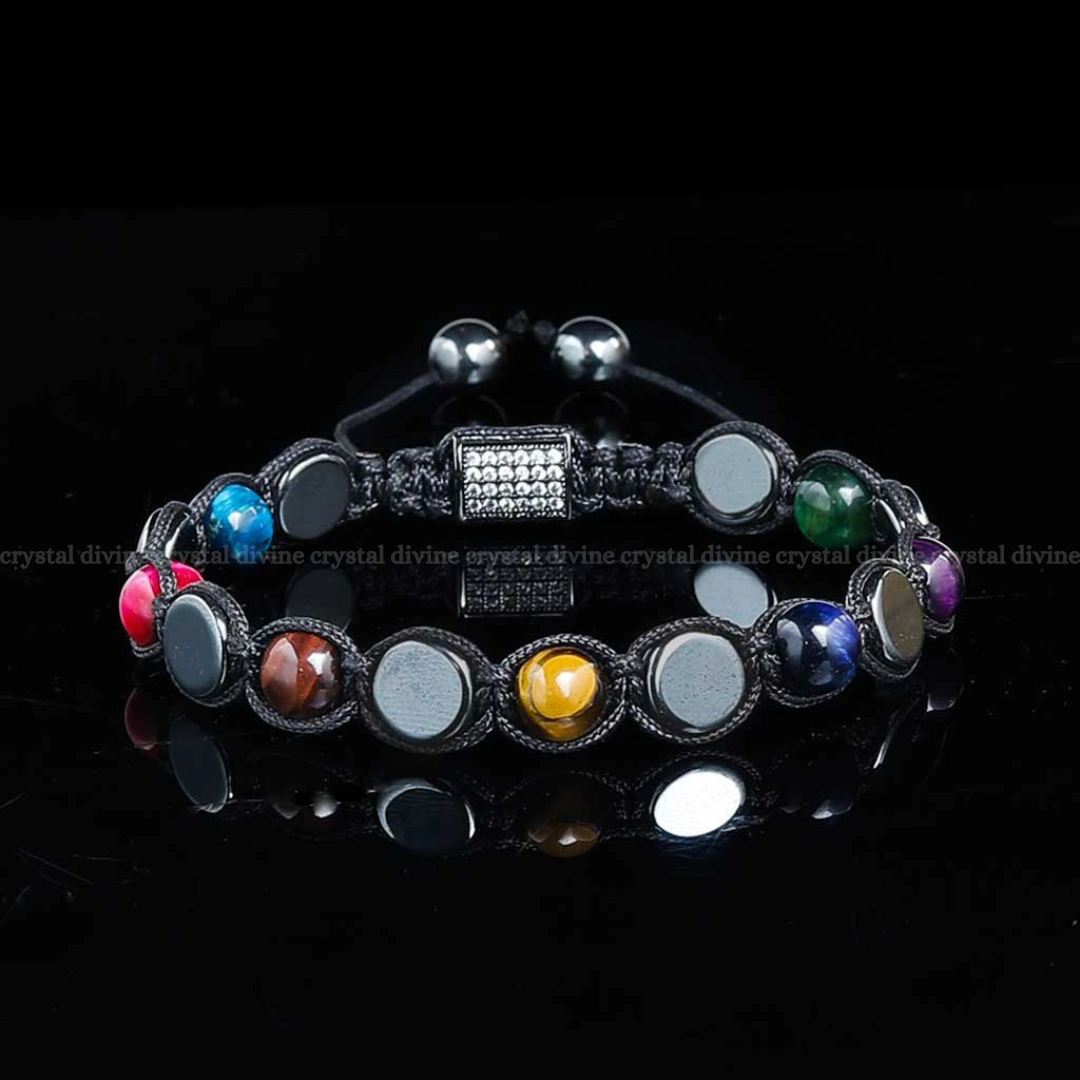 7 Chakra With Tiger Eye With Hematite Bracelet (Emotional Health)