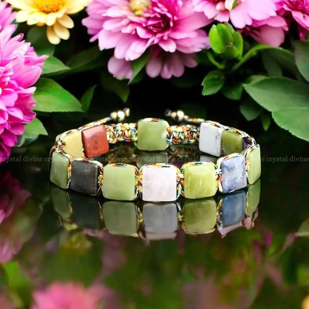 7 Chakra Lemon Jade Flat Bead Bracelet (Focus & Courage)