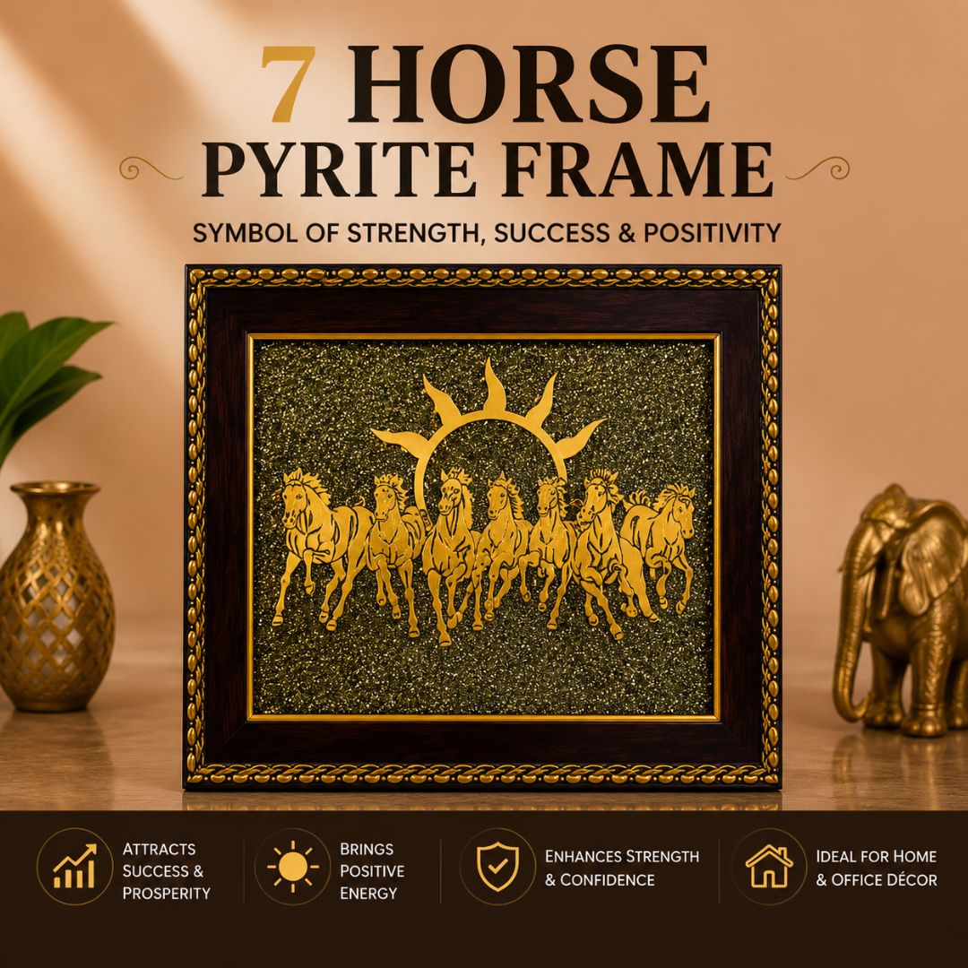 7 Hourse Pyrite Frame (Money Attraction,Financial Stability)