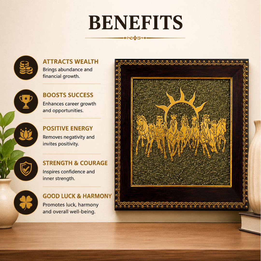 7 Hourse Pyrite Frame (Money Attraction,Financial Stability)