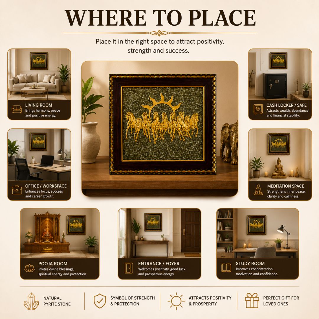 7 Hourse Pyrite Frame (Money Attraction,Financial Stability)