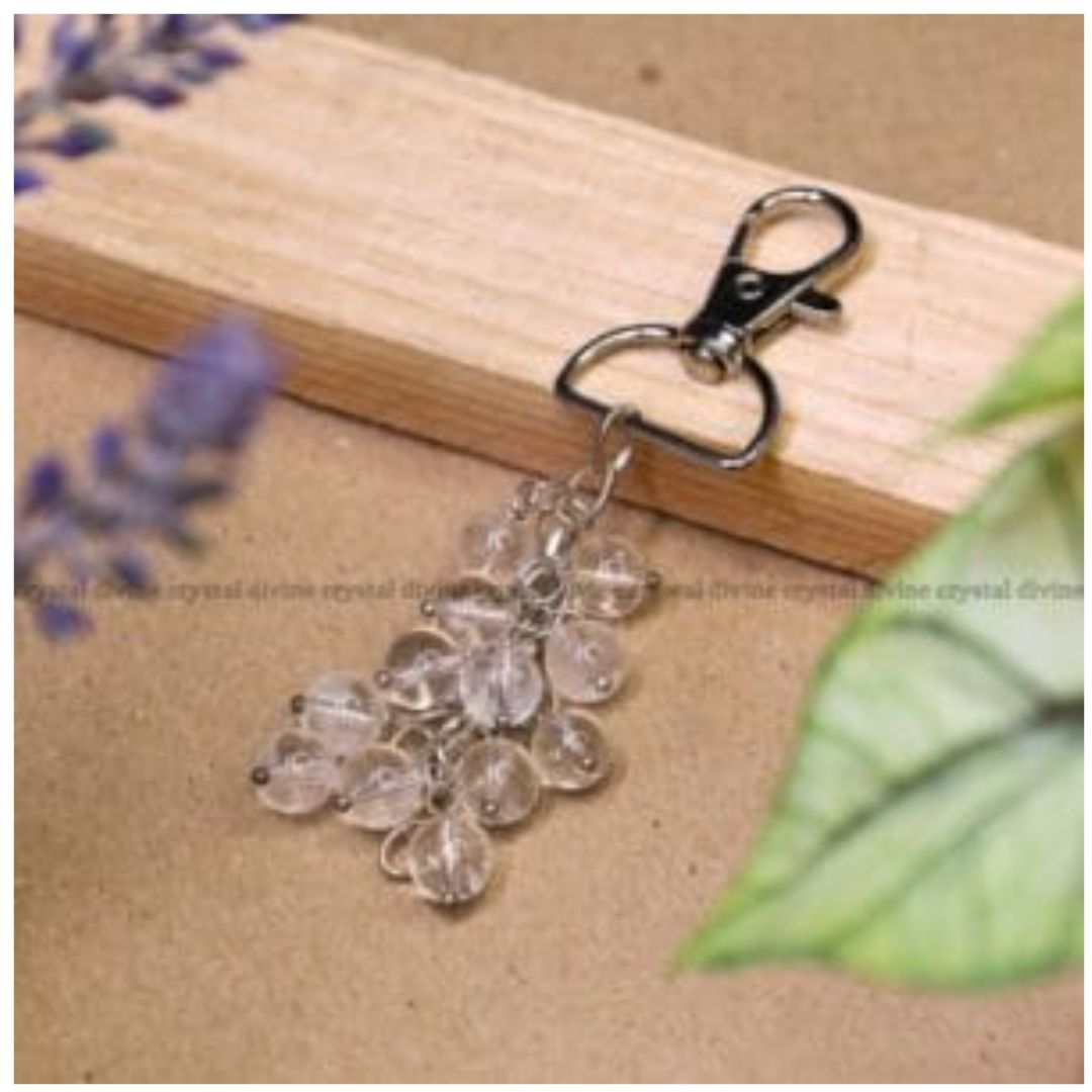 Clear Quartz Crystal Keychain