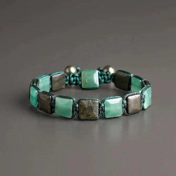 Pyrite Aventurine Flatbead Bracelet (Encourages Luck and Opportunities)