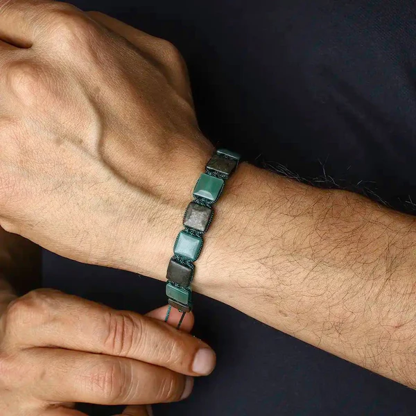 Pyrite Aventurine Flatbead Bracelet (Encourages Luck and Opportunities)