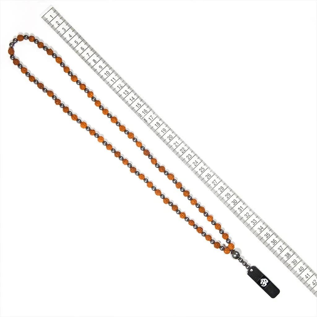 Aura Hematite Rudraksha Mala Necklace 108 bead