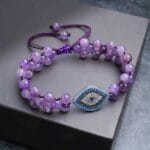 Evil Eye Amethyst Bracelet for Couple (Shields Against Negativity)