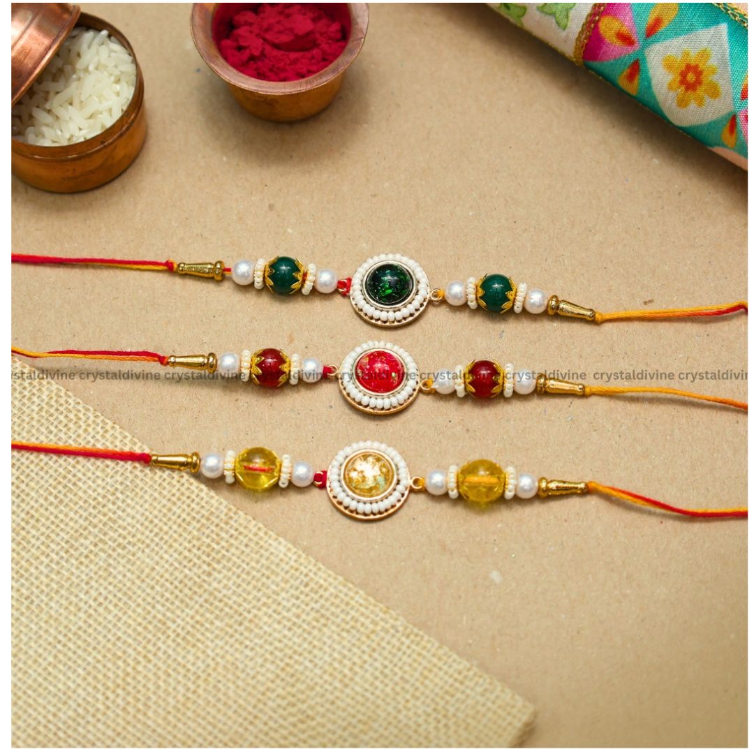 Round Charm Rakhi Set of 3 (Protection from Negative Energies)