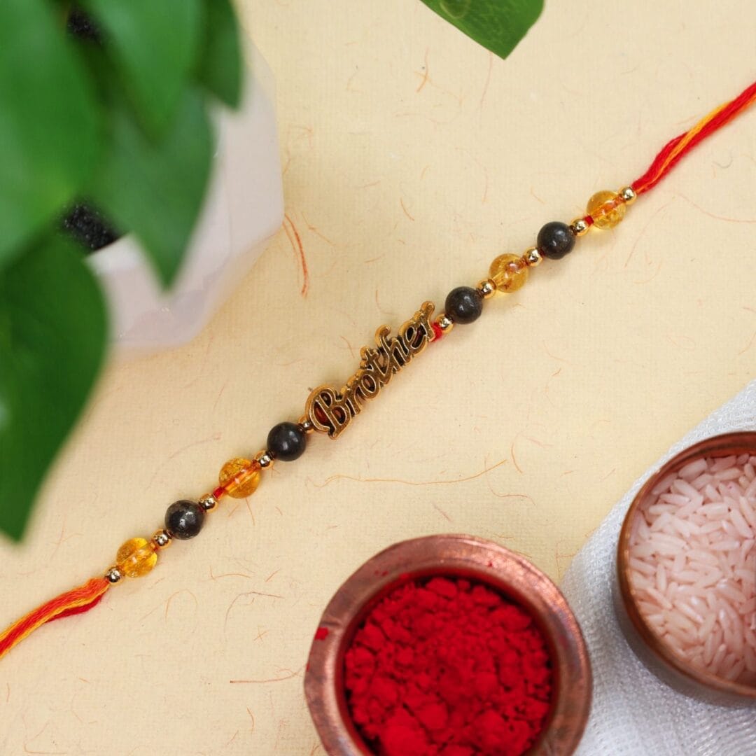 Citrine & Black Tourmaline Crystal Rakhi (Protection and Prosperity)