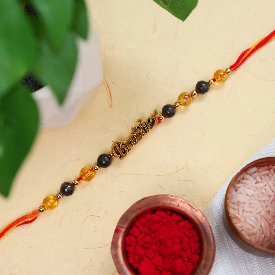 Citrine & Black Tourmaline Crystal Rakhi (Protection and Prosperity)