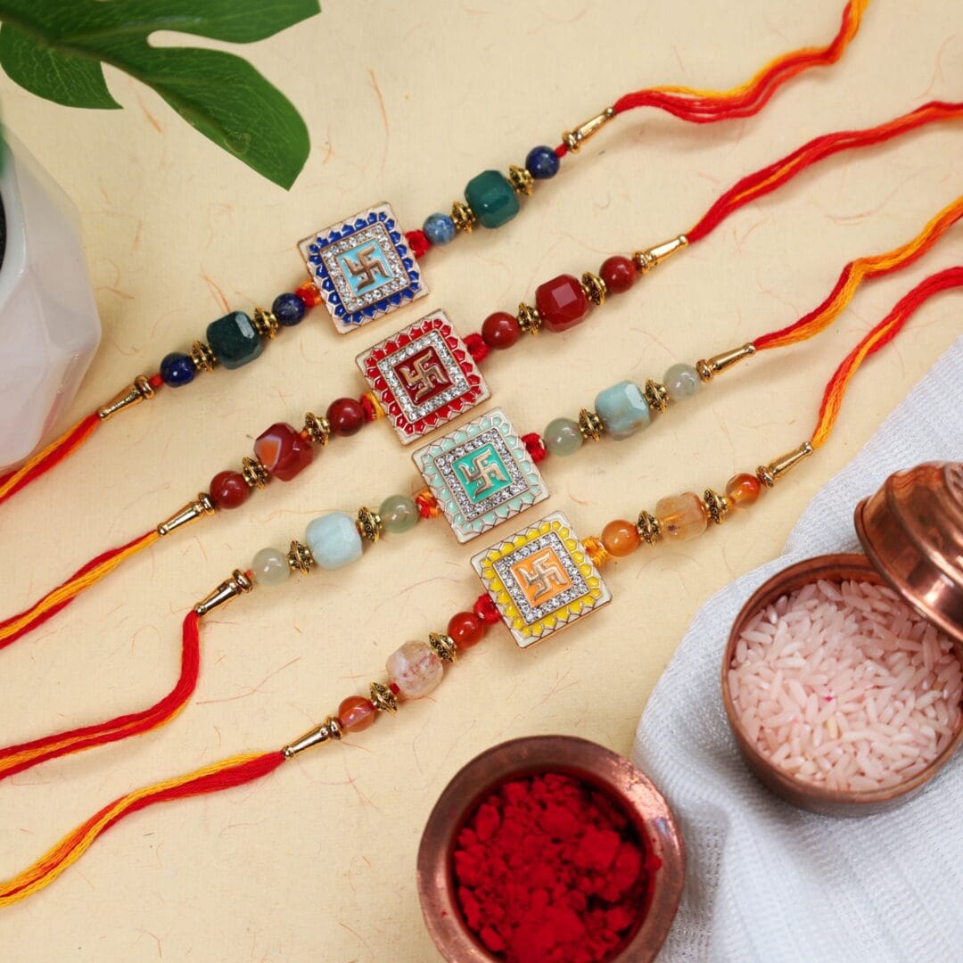 Swastik Crystal Rakhi Set (Enhances Spiritual Energy)