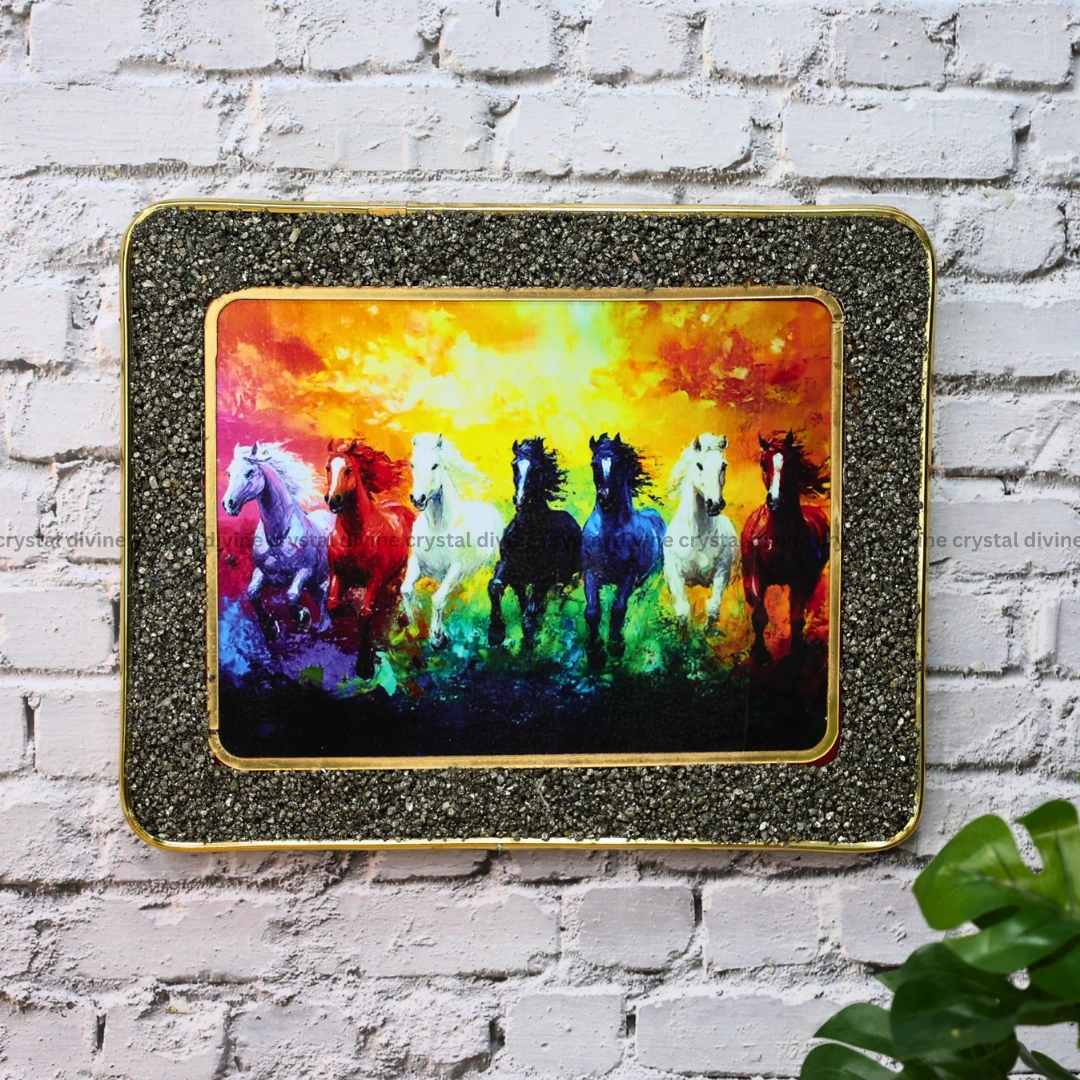 7 Rainbow Richie Rich Horses of Harmony With Gold Frame [Rectangle Shape]