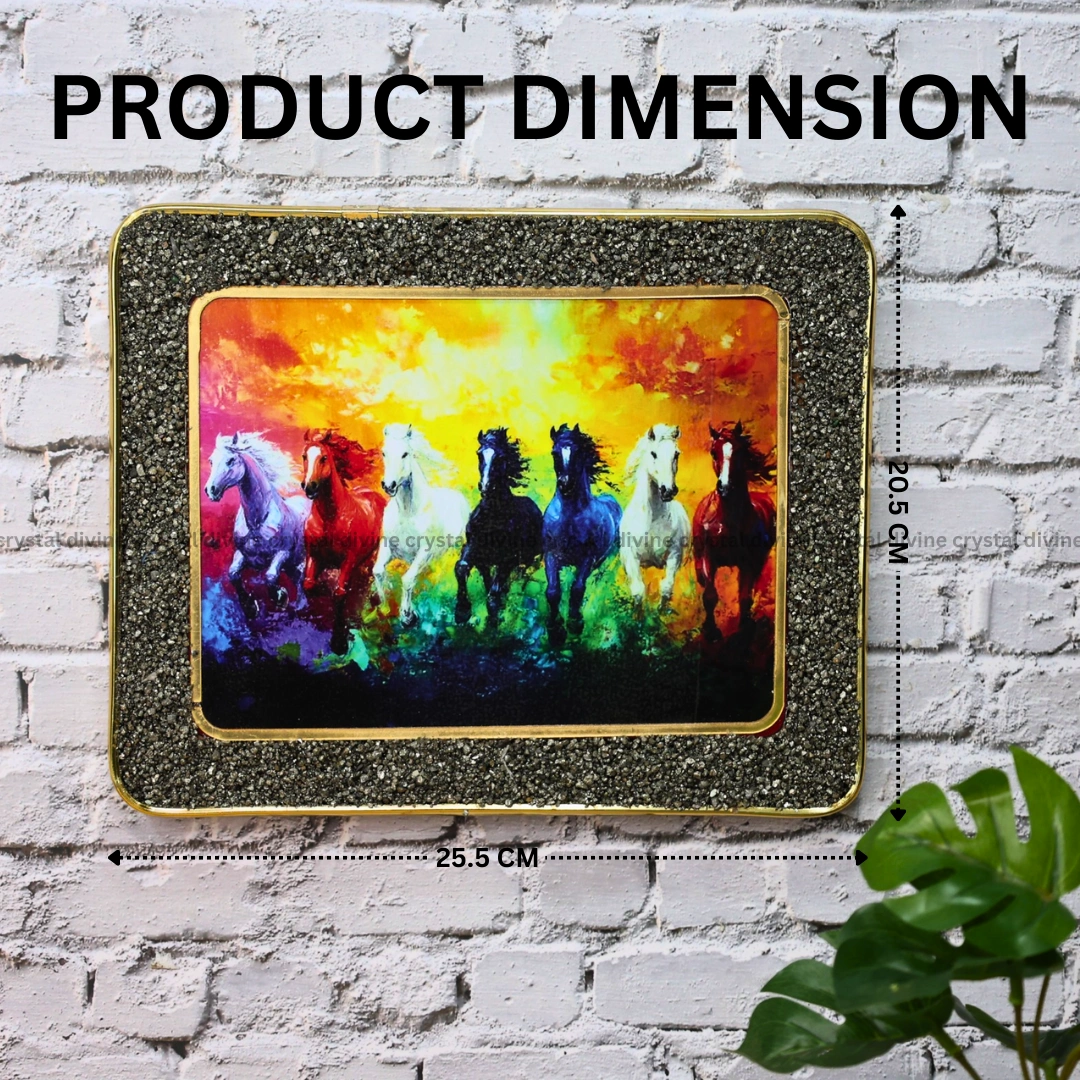 7 Rainbow Richie Rich Horses of Harmony With Gold Frame [Rectangle Shape]