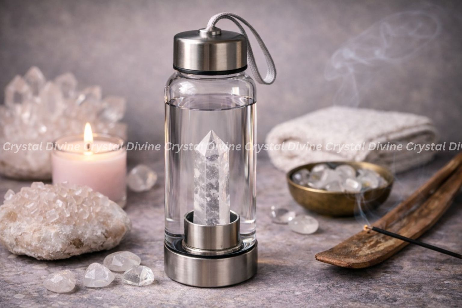 Clear Quartz Crystal Bottle