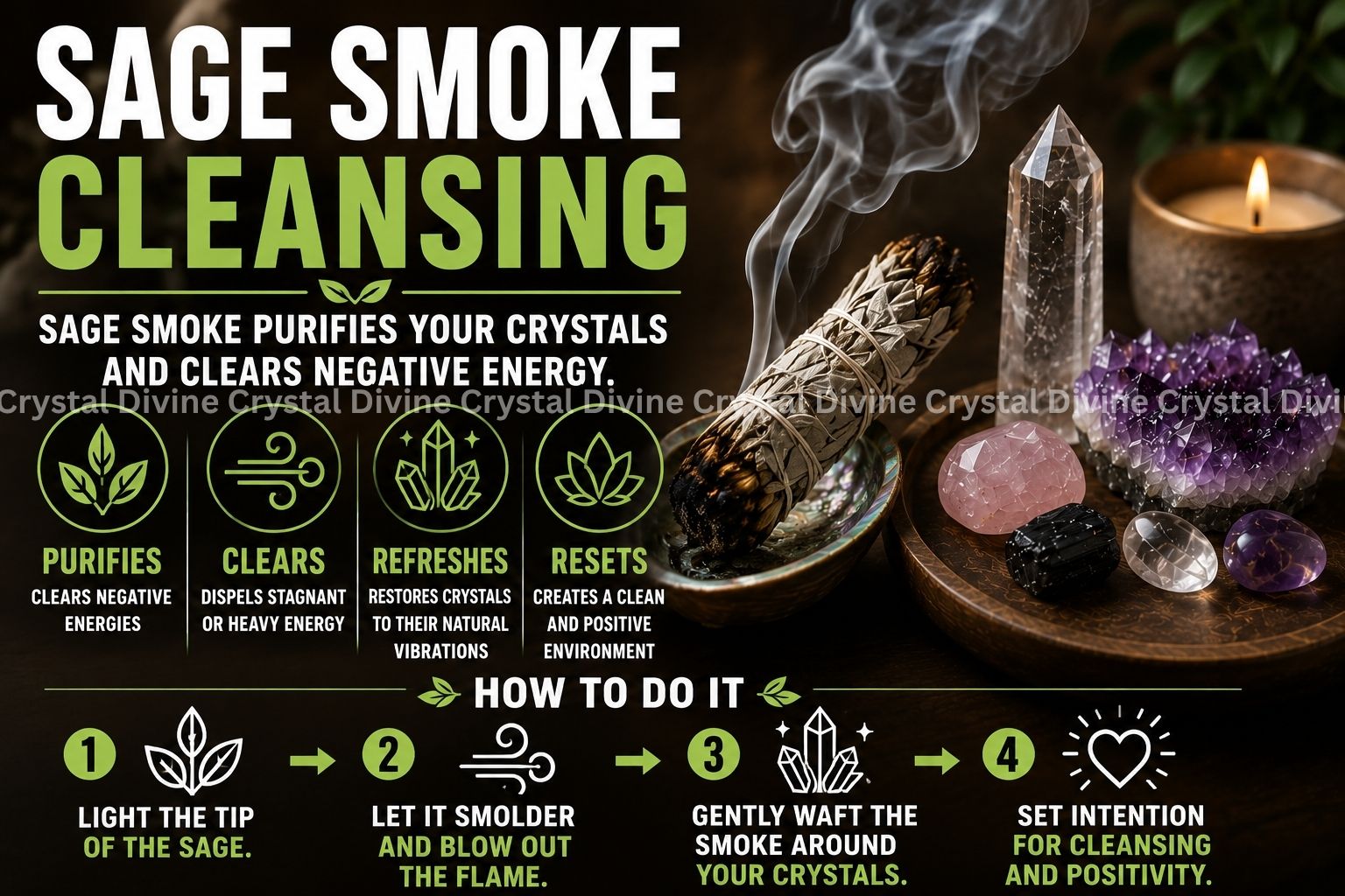 Sage Crystal Clensing