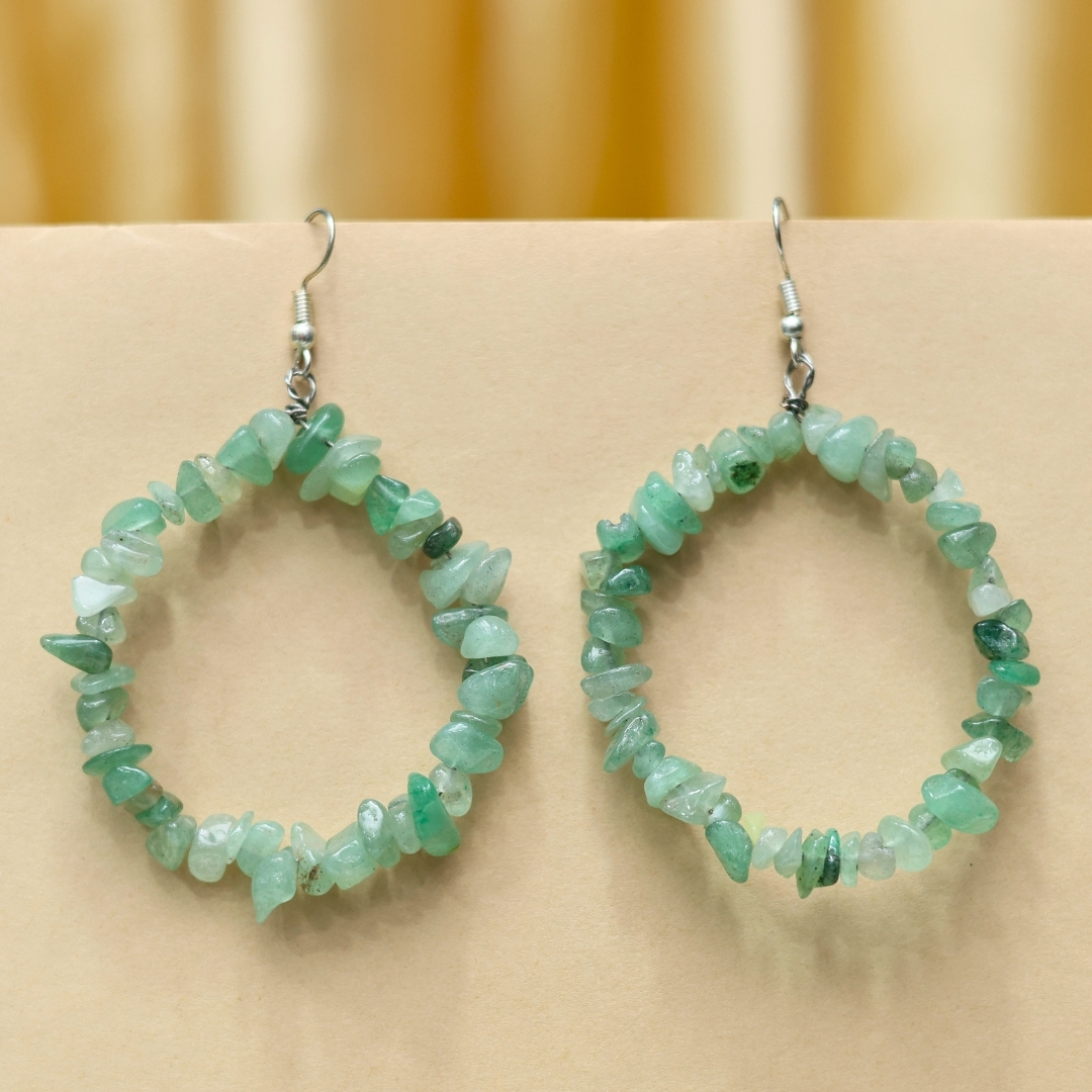 Green Aventurine Chips Earrings for Women | Healing Crystal Jewelry