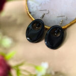Black Tourmaline Oval Crystal Earrings for Women | Healing Jewelry