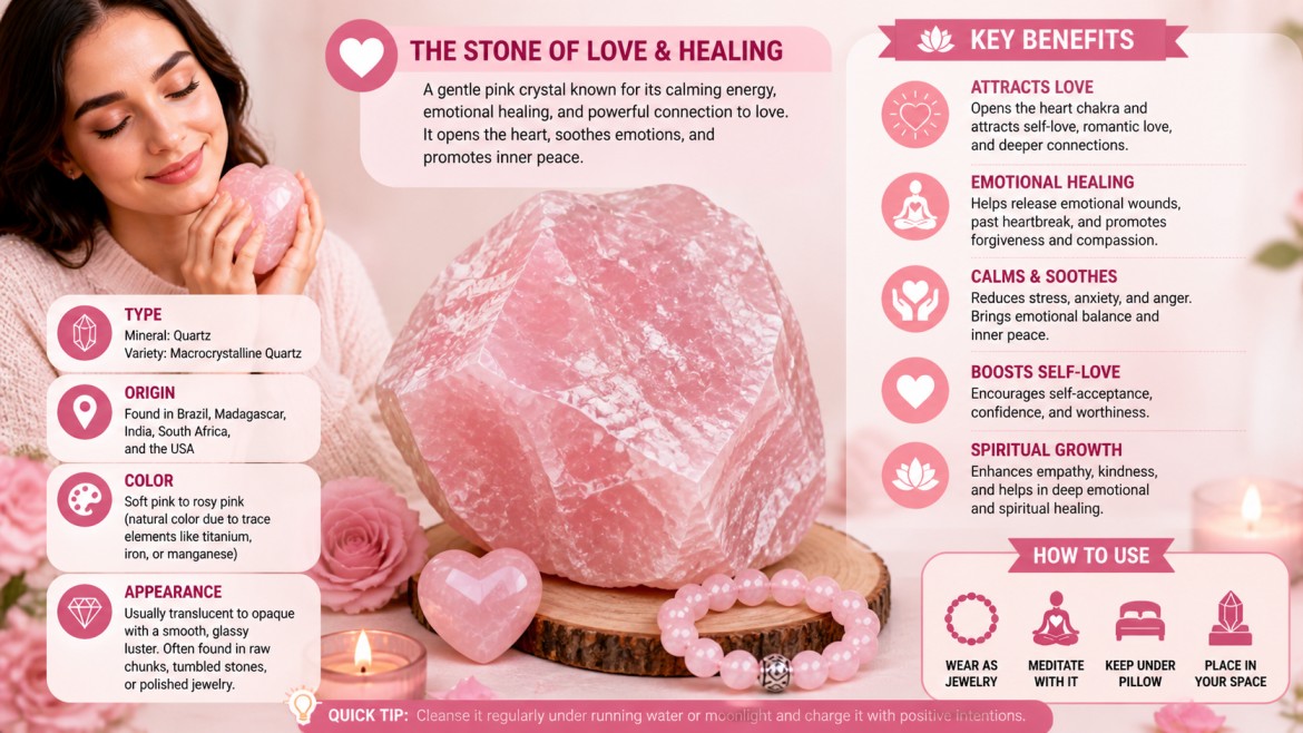 rose quartz benefits for love and healing