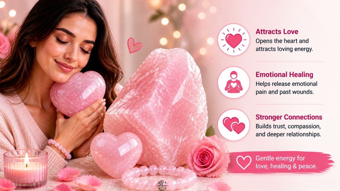 rose quartz benefits for love and healing