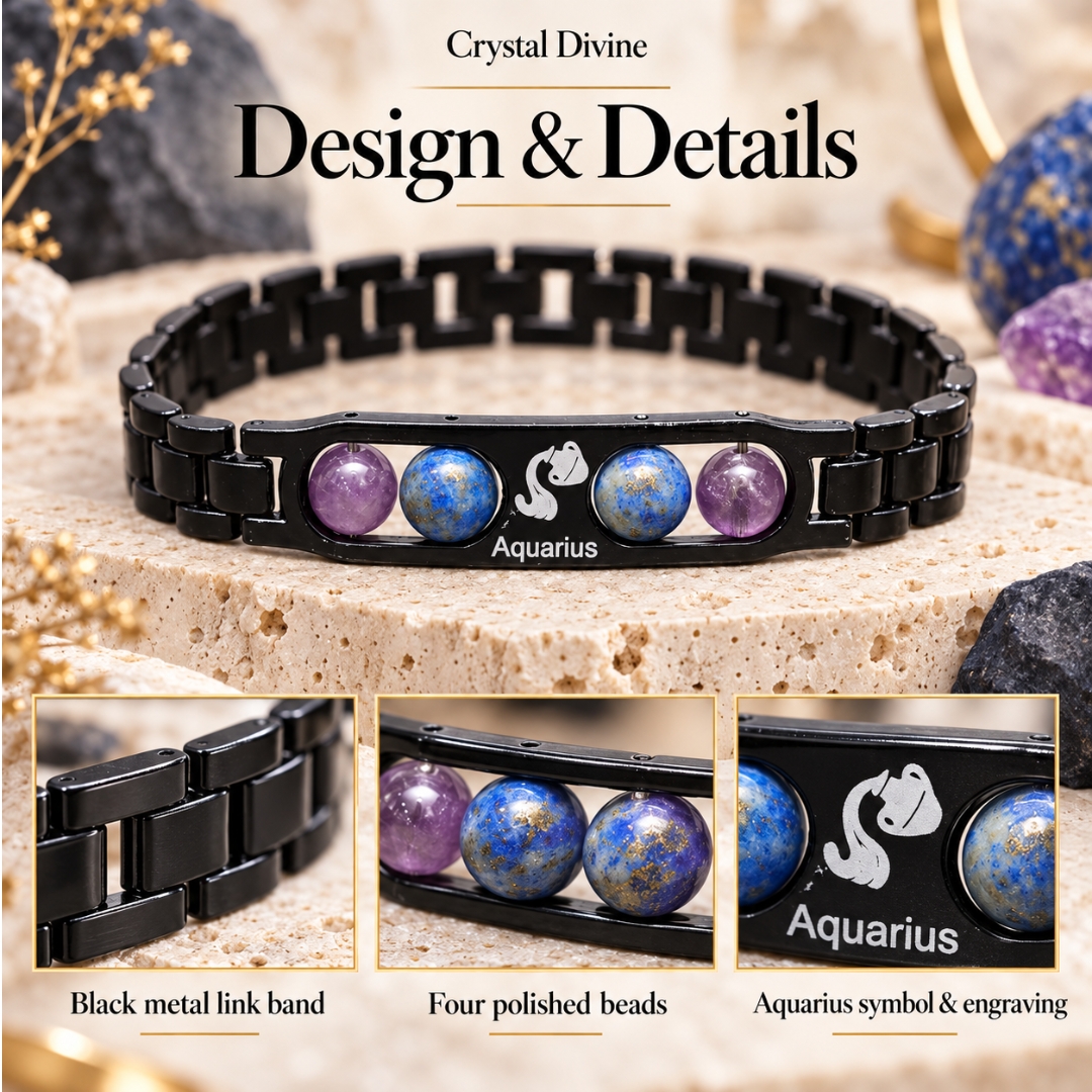 Aquarius Zodiac Bracelet with Certificate-8mm(Boosts Creativity & Innovation)