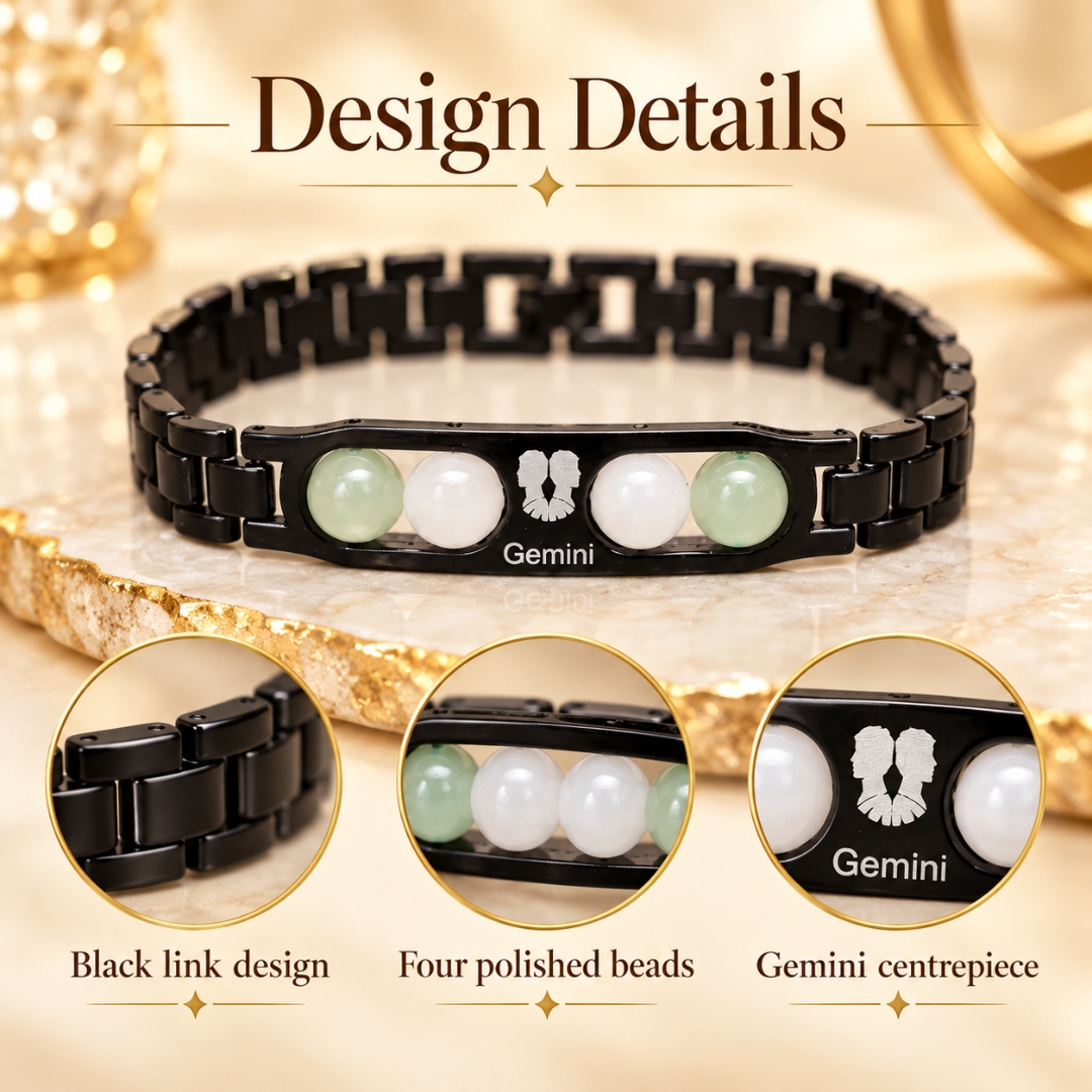 Gemini Zodiac Bracelet with Certificate-8mm(Mental Clarity & Focus)