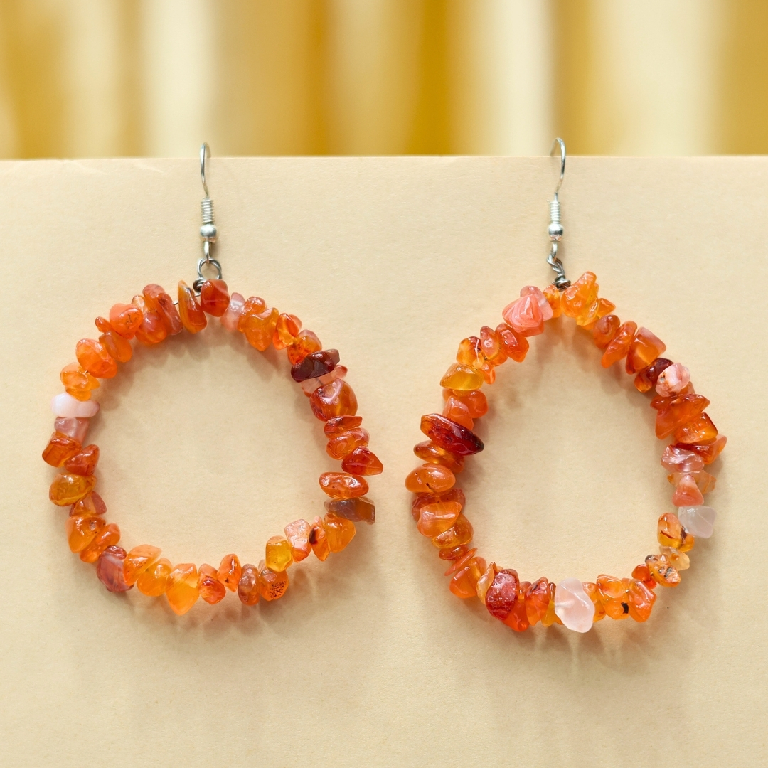 Red Carnelian Chips Earrings |  Healing Crystal Jewelry for Women