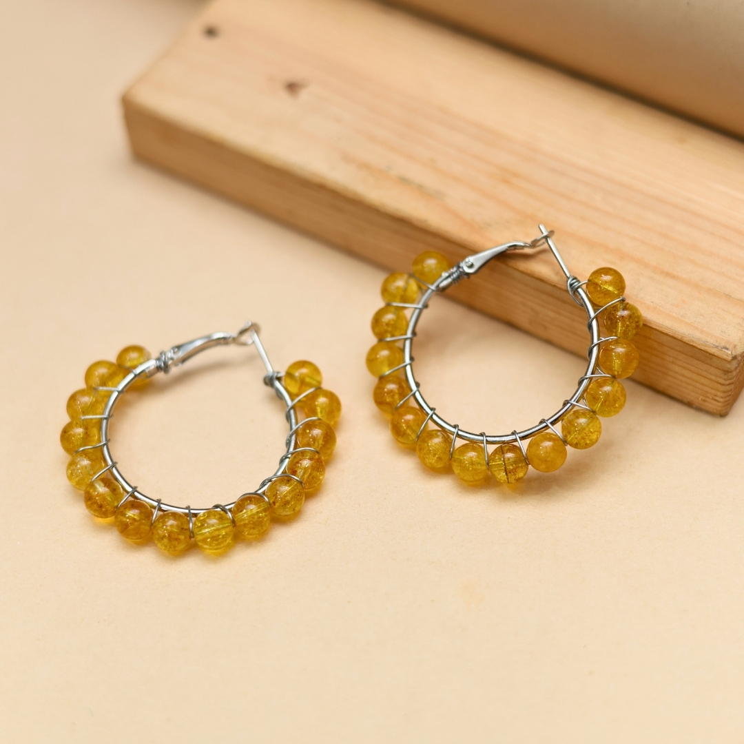 Citrine Crystal Beads Earrings | Elegant Crystal Jewelry for Women