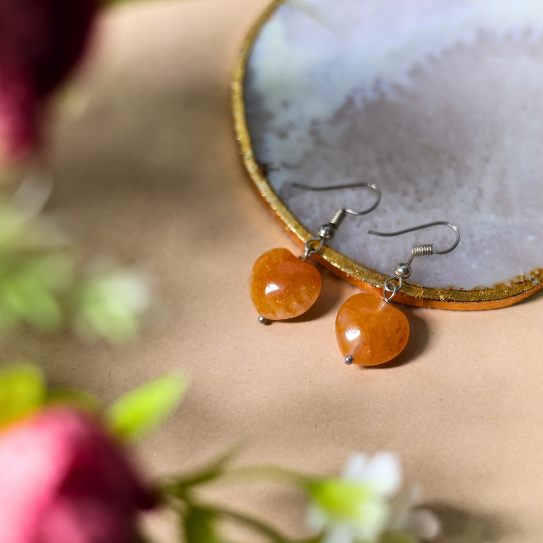 Citrine Heart Shape Earrings | Elegant Jewelry for Women
