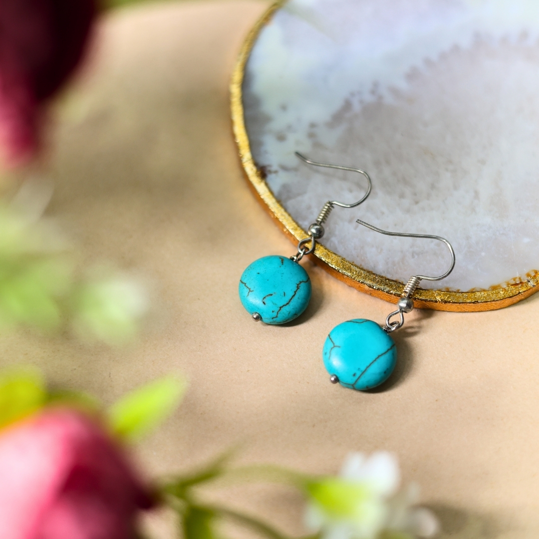 Firoza Crystal Round Shape Earrings | Handmade Crystal Jewelry for Women