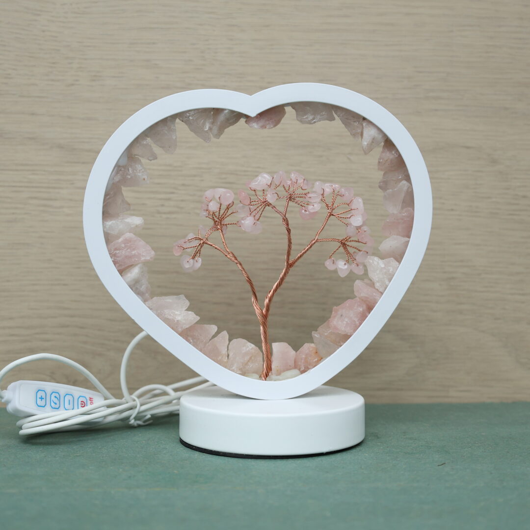 Rose Quartz Raw Crystal Tree Lamp (Promotes Love & Compassion)