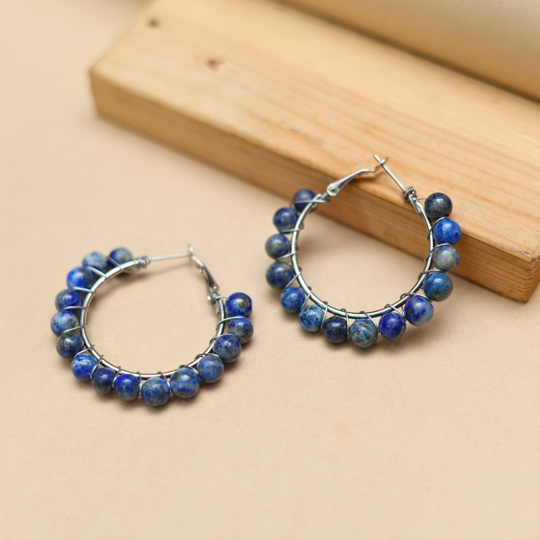 Lapis Lazuli Crystal Beads Earrings – Natural Gemstone Earrings for Wisdom & Self-Expression