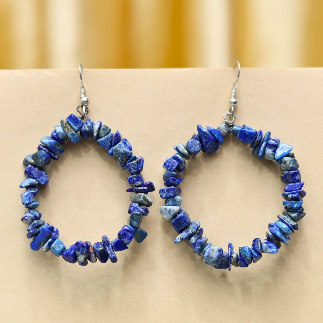 Lapis Lazuli Crystal Beads Earrings – Natural Gemstone Earrings for Wisdom & Self-Expression