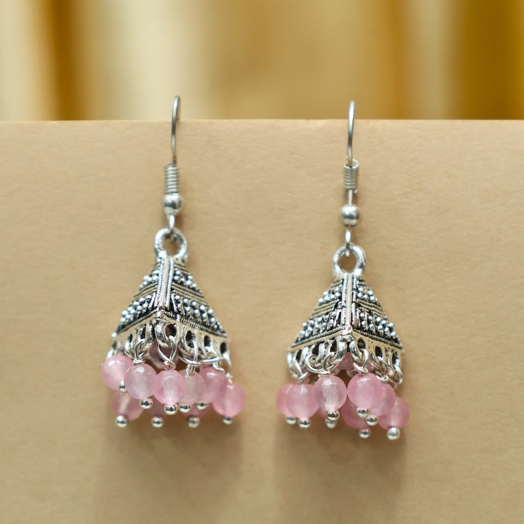 Rose Quartz Crystal Earrings – Natural Gemstone Earrings for Love & Harmony