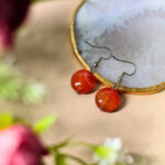 Red Carnelian Round Crystal Earrings | Healing Stone Jewelry