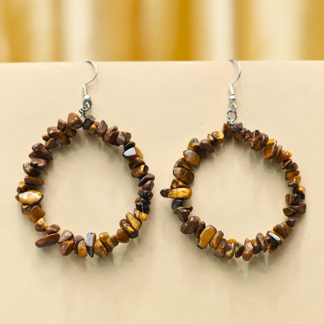Tiger Eye Crystal Chips Earrings