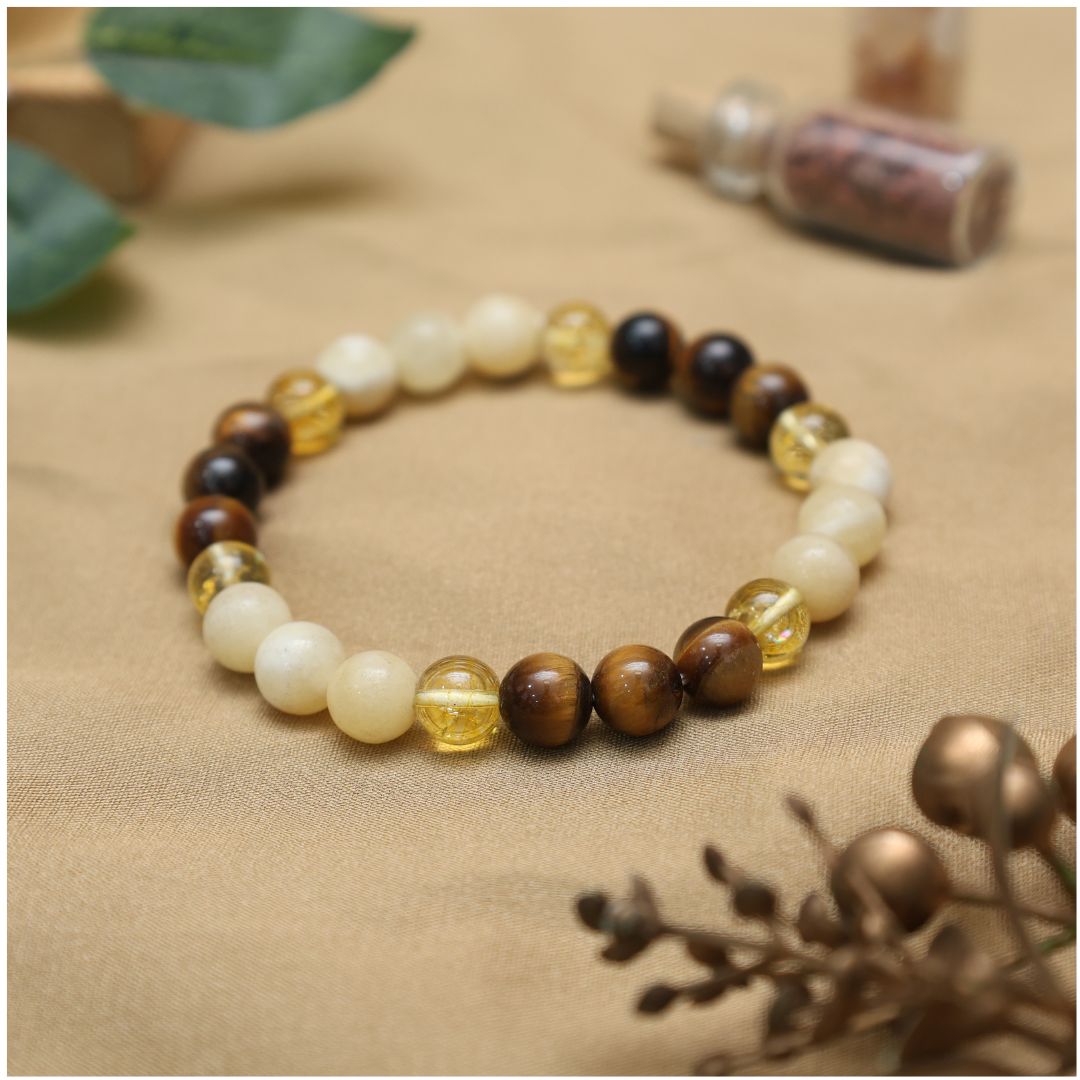 Solar Plexus Chakra Crystal Bracelet- 8mm (Courage, Strength & Focus)