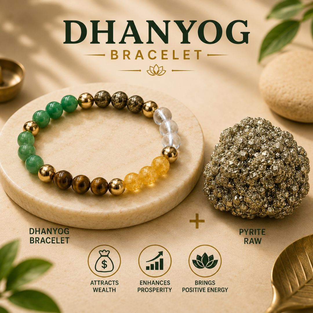 Dhanyog Bracelet & Pyrite Raw Wealth Combo (Financial Growth)
