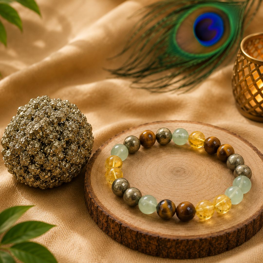 Money Magnet Bracelet & Pyrite Raw Prosperity Combo