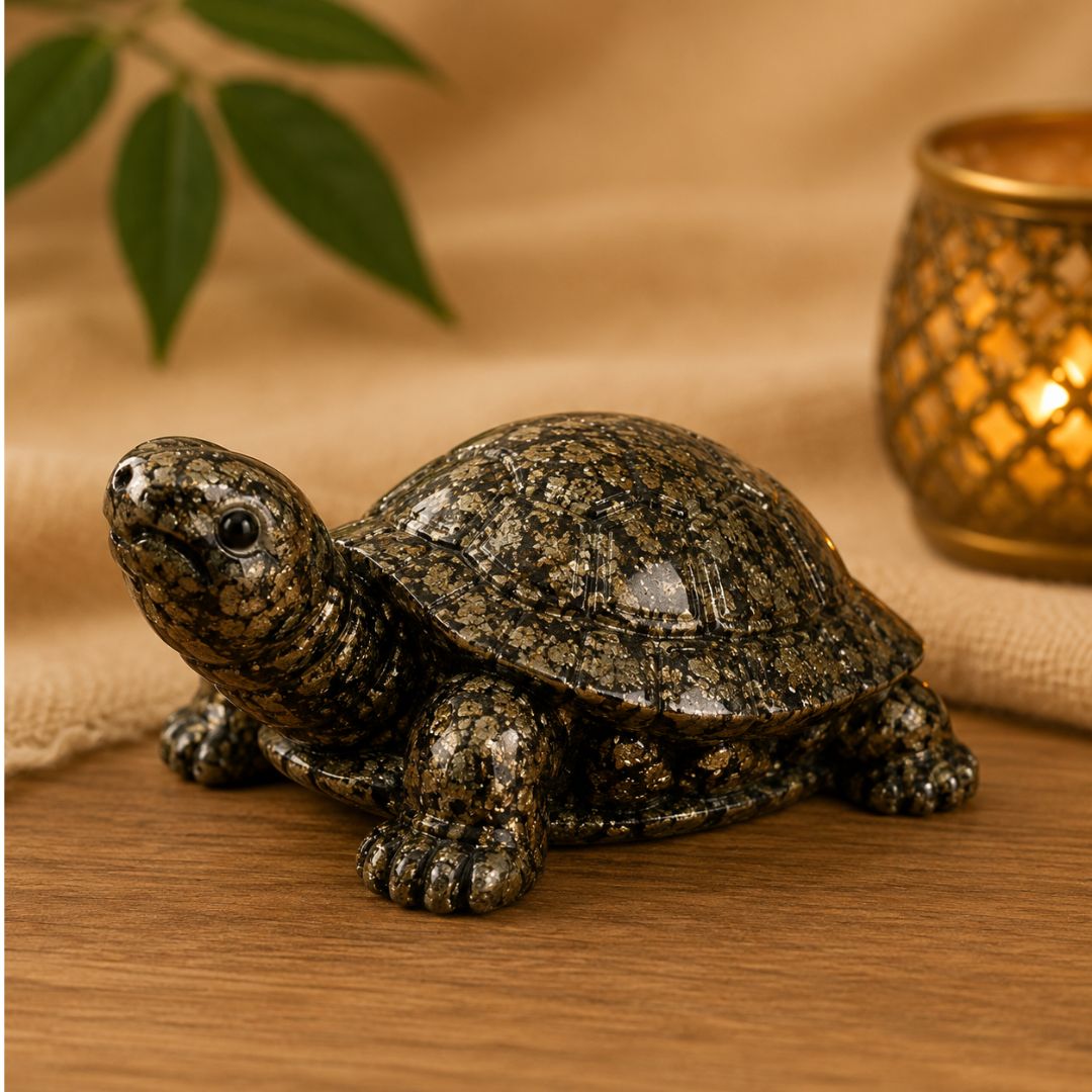 Pyrite Owl & Turtle Crystal Combo ((Wealth & Prosperity)