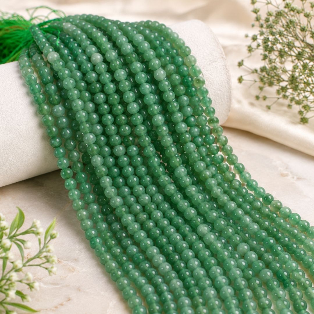 Natural Green Aventurine String (48 Beads ) | Premium Gemstone Beads for Jewelry Making