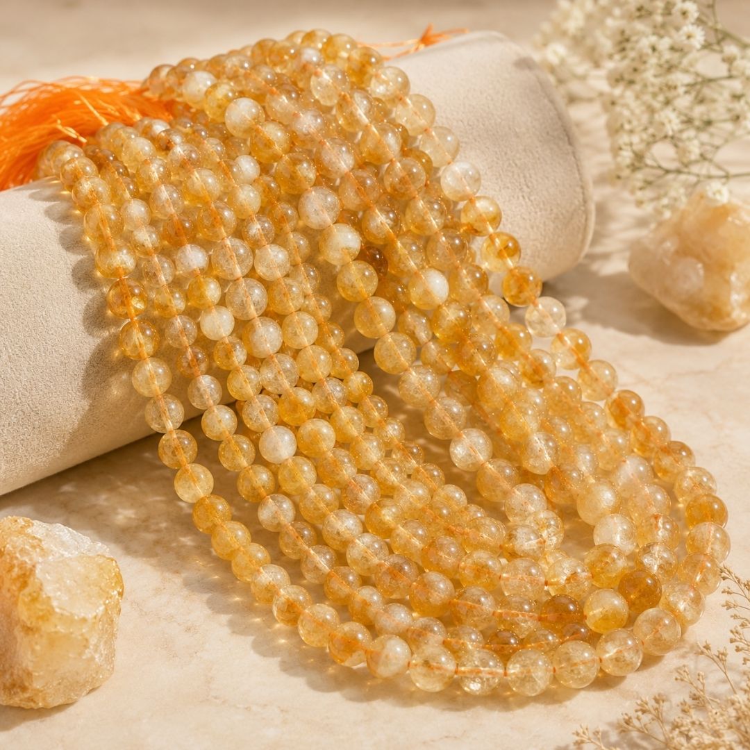 Natural Citrine String (48 Beads) | Premium Yellow Gemstone Beads for Jewelry Making