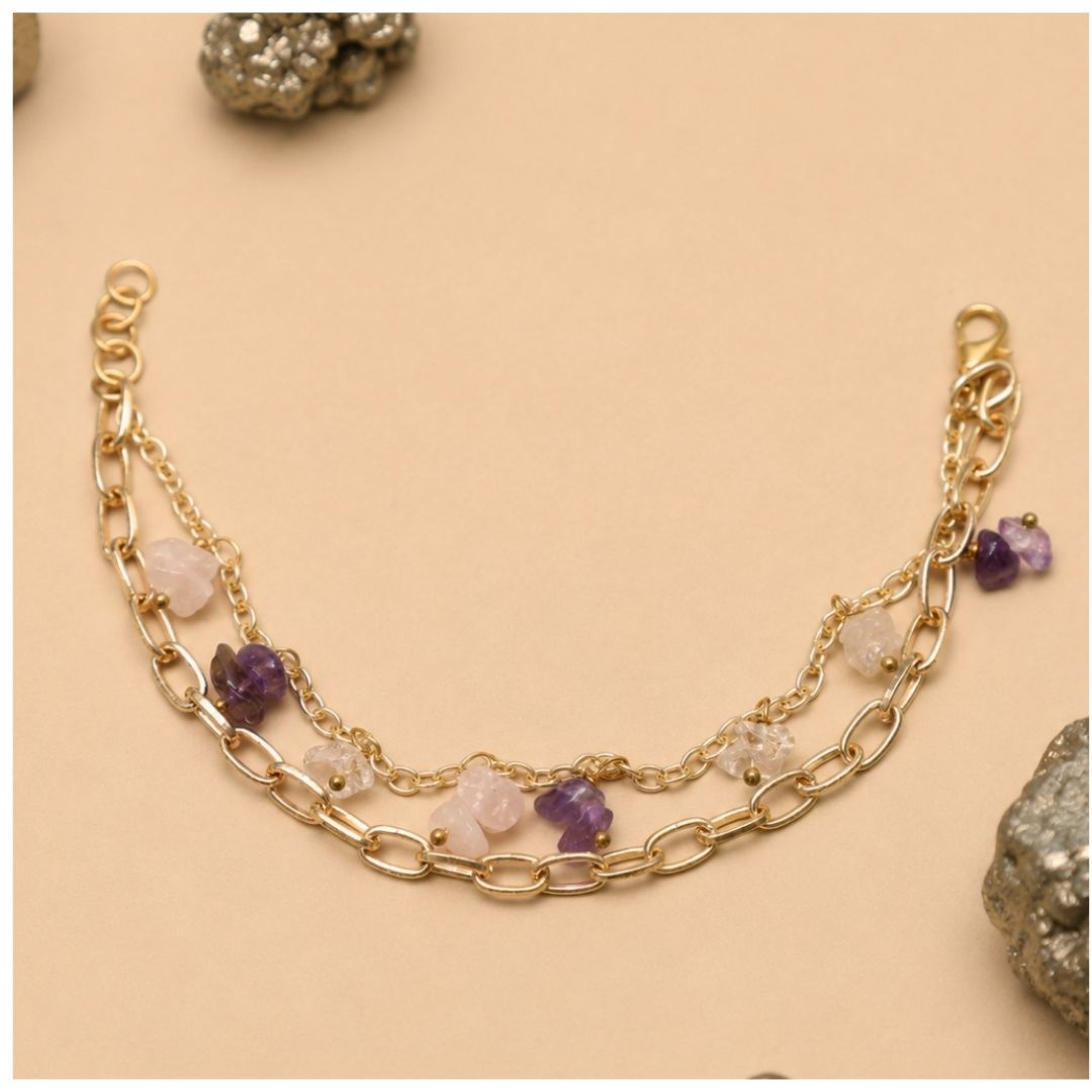 Mental Peace Double Layer Chips Chain Bracelet(Emotional Balance & Inner Harmony)
