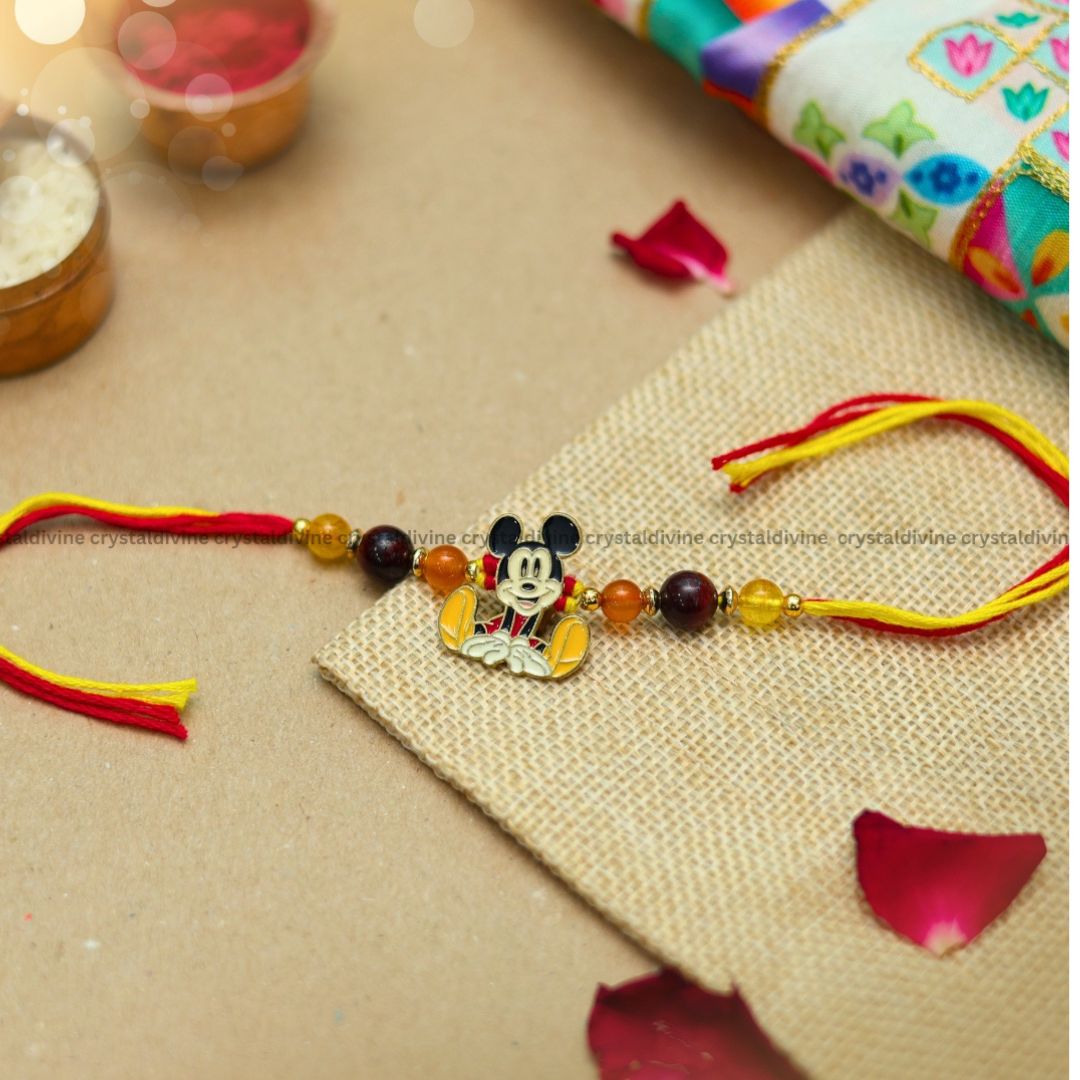 Mickey Mouse Crystal Rakhi(Blend of Fun, Sparkle & Sibling Love)