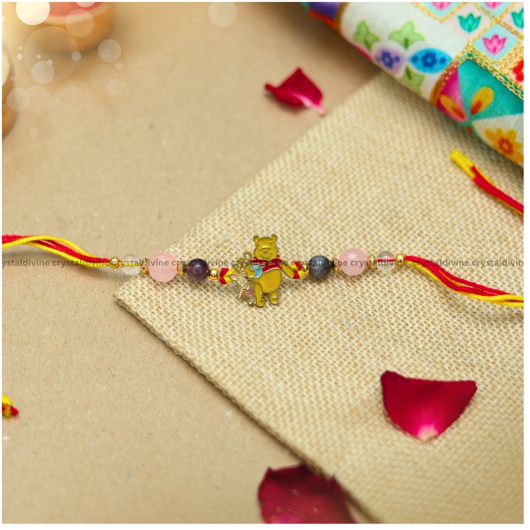 Pooh Crystal Rakhi(Perfect Cartoon Rakhi for Kids)