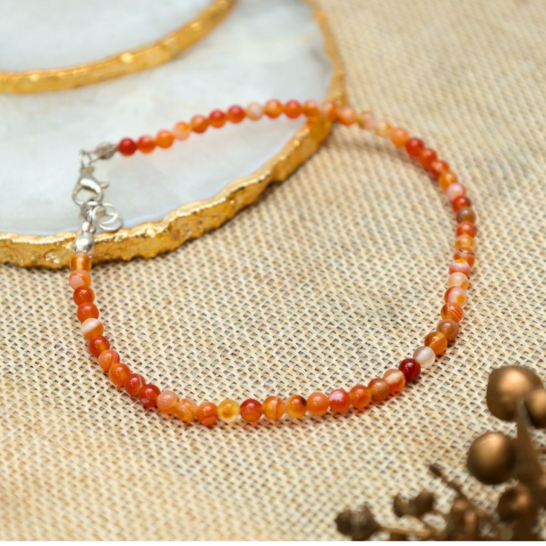 Red Carnelian Crystal Anklet(Boosts Confidence&Motivation)