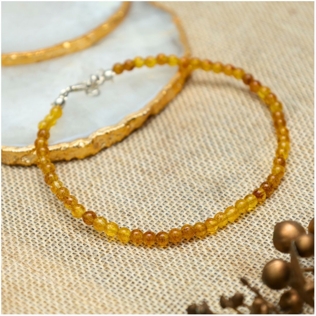 Citrine Crystal Anklet(Attracts Abundance&Success)